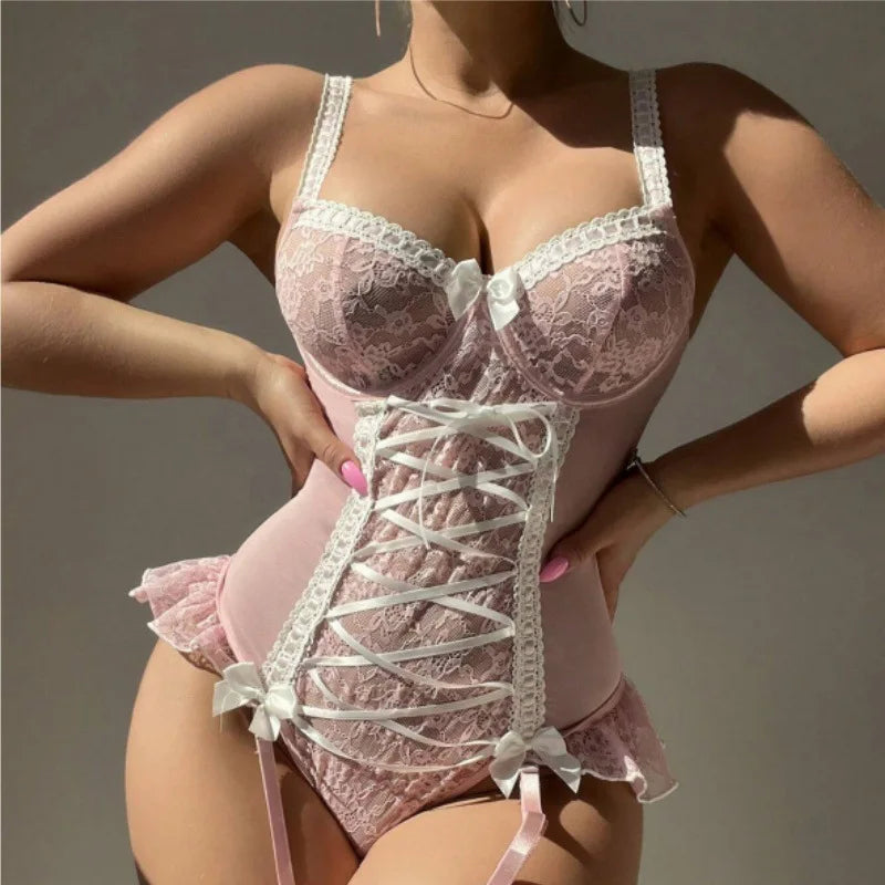 Waist cinched corset style embroidered set