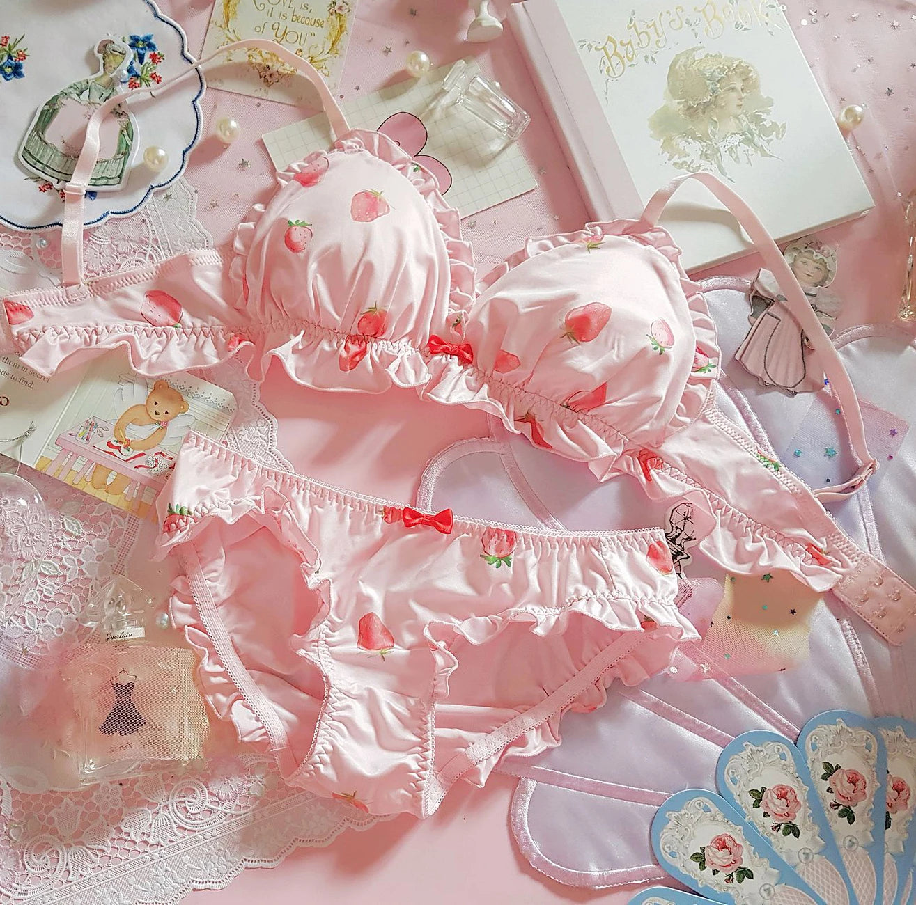 Strawberry’s and cream bra and panties set