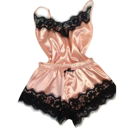 Summer lace silk pajama set sexy casual